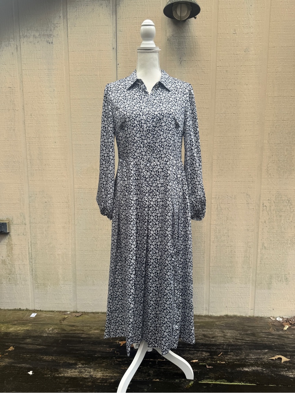 Boden Navy and White Floral Midi Shirt Dress - Picture 3 of 14